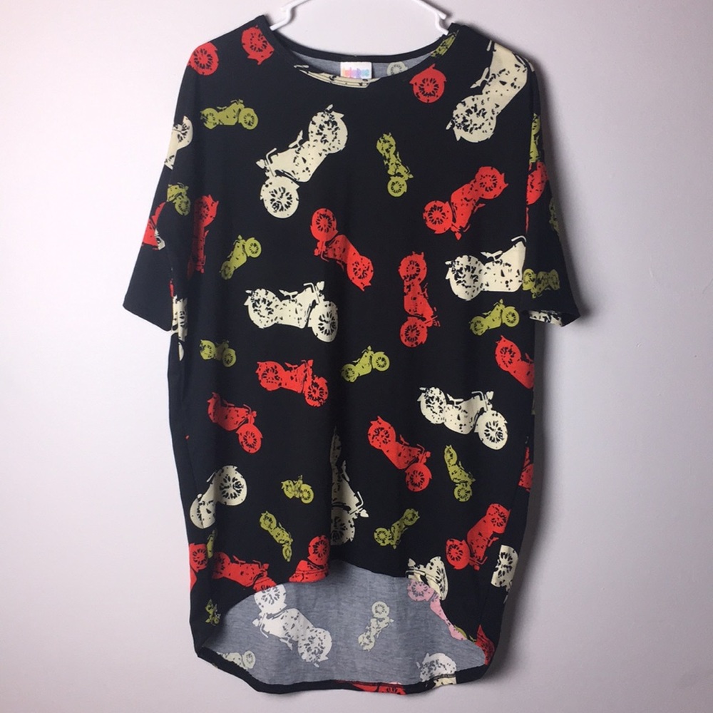 Lularoe Irma motercycle print red green. XXS